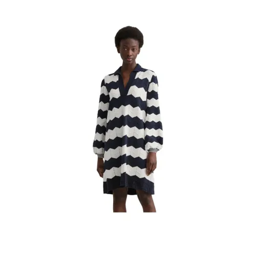 GANT Длинное платье с длинными рукавами женское ночной синий