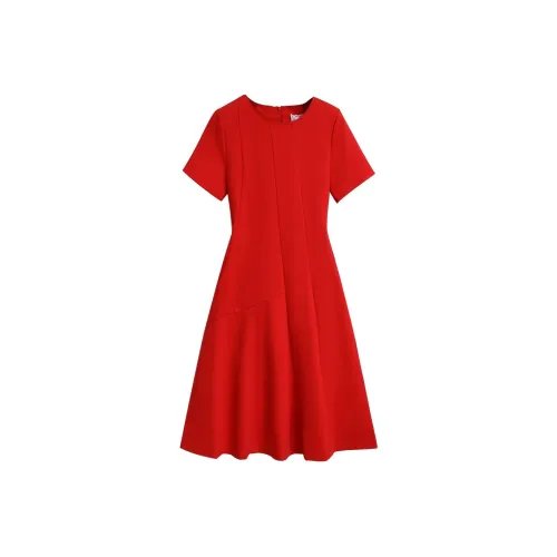 Silky Queen Короткий рукав Платье Женское Красное