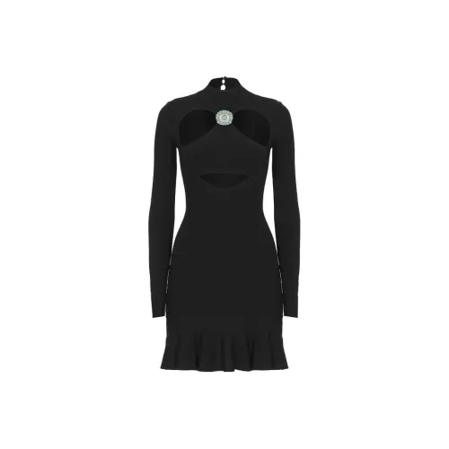 ROBERTO CAVALLI Черное Женское Длинное Платье с Рукавами