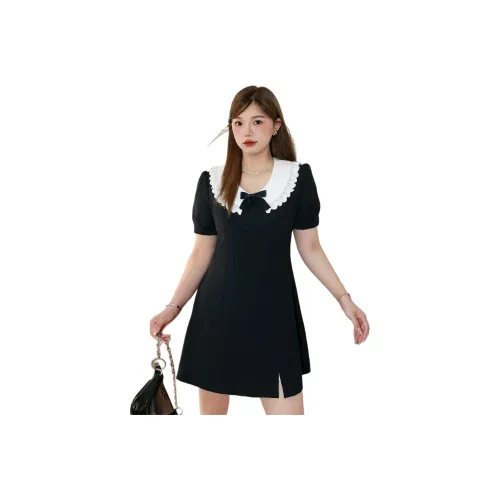 KEAB Короткий рукав Платье Женское Черное