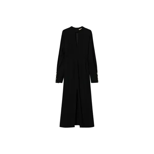 TWINSET Milano FW24 Длинное платье с длинным рукавом женское черное