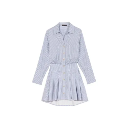 Maje Длинное платье с длинными рукавами женское светло-синее