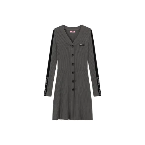 CHUU Серый Женские Длинные Платья с Рукавами