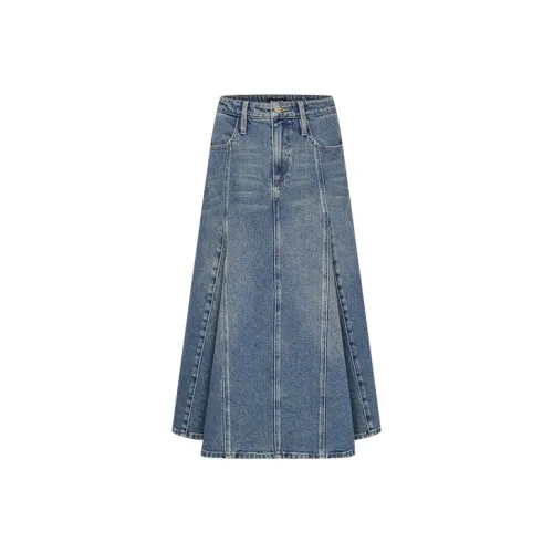 URBAN REVIVO Деним Длинная Юбка Женская Синяя