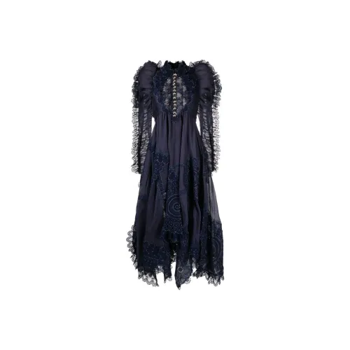 Zimmermann SS23 Длинное Платье с Длинными Рукавами Женское Фиолетовое