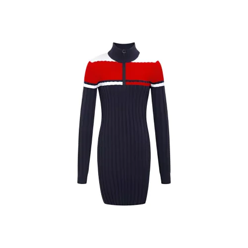 Tommy Hilfiger Женские Длинные Платья с Рукавами, Красный, Белый, Синий