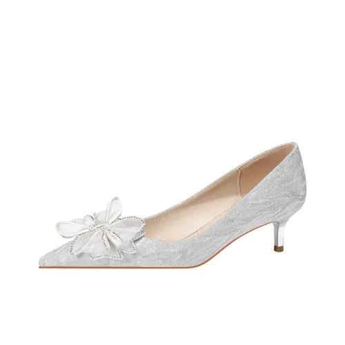 Lan Miao Узкий каблук Высокие каблуки 4,5 см Женские Серебряные