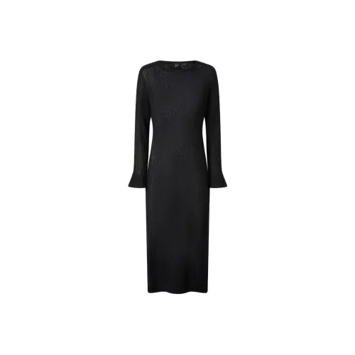 PINKO Длинное платье с длинными рукавами женское черное