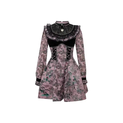 LULUALWAYS Длинное платье с длинными рукавами женское розовое