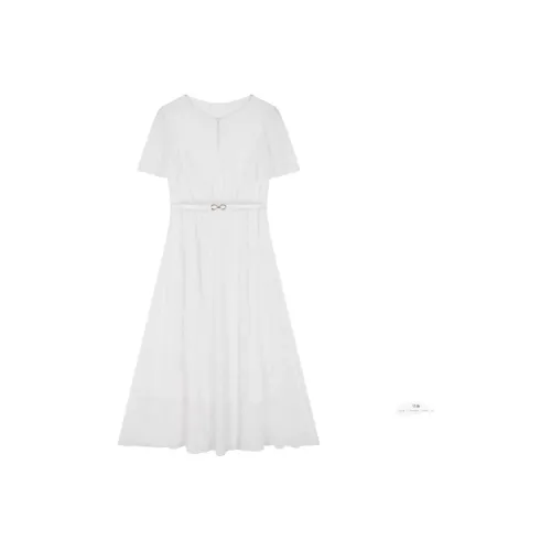 Mo Han Yi Mei Короткий рукав Платье Женское Натуральный белый