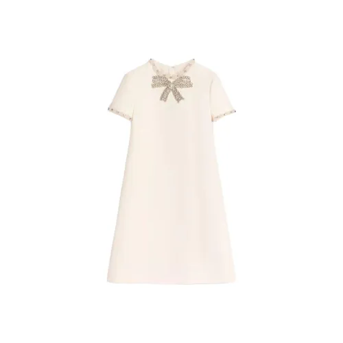 Valentino CREPE COUTURE SS25 Короткий рукав платье Женское белое