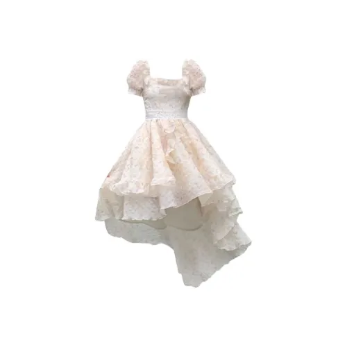 KENLY Абрикос Женские Короткие Платья с Рукавами