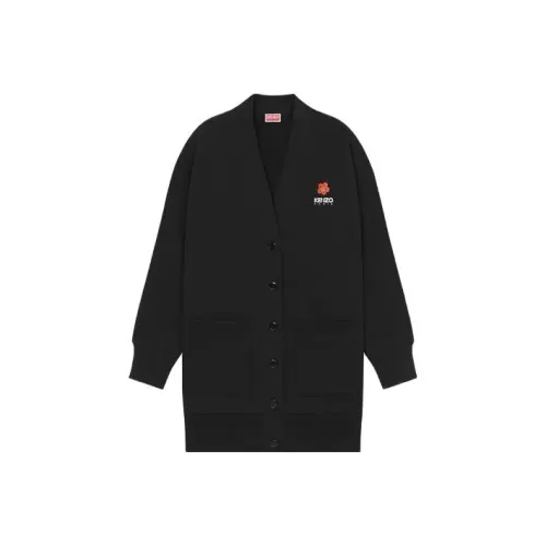 KENZO Черное Женское Длинное Платье с Рукавами