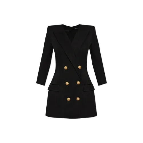 BALMAIN Длинное платье с длинными рукавами женское черное