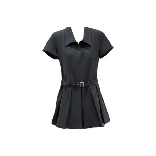 AURORA MUSE Короткий рукав Платье Женское Черное