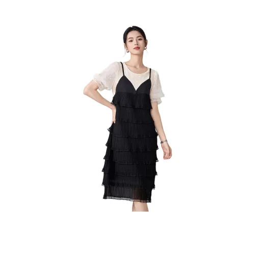 Love Elaine Летний Короткий Рукав Платье Женское Черное