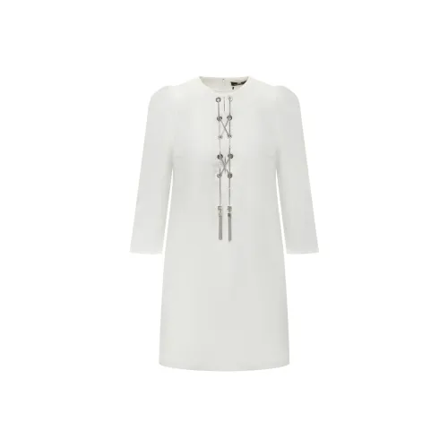 Elisabetta Franchi Длинное платье с длинными рукавами цвет белый