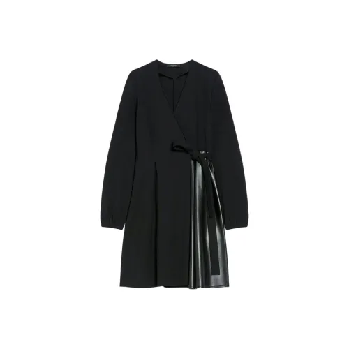 WEEKEND MaxMara Черное Женское Длинное Платье с Рукавами