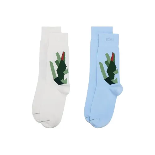 LACOSTE 2 шт Белый+Синий Женские MID Носки до икры
