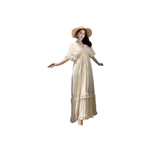 MORii Короткий рукав Платье Женское Белое