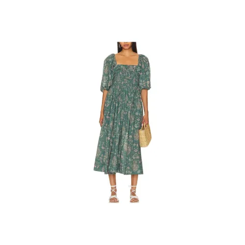 FREE PEOPLE Женские платья с коротким рукавом изумрудно-нефритового цвета
