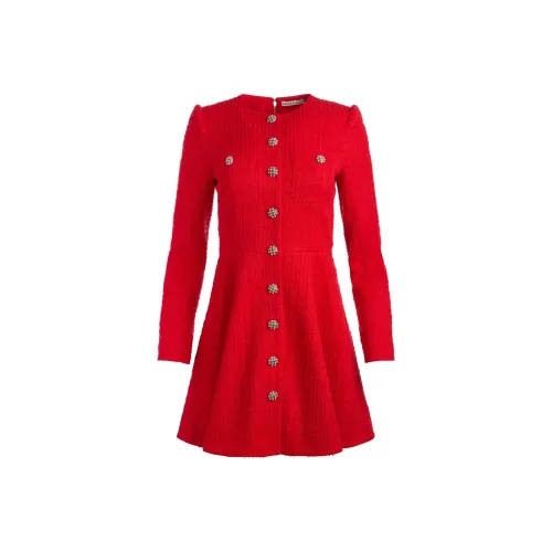 ALICE+OLIVIA FW24 SHILOH Длинное платье с длинными рукавами женское красное