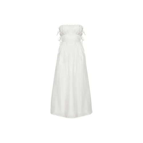PRINCESS POLLY EMILIANO Без бретелей Макси Платье Без рукавов Женское Белое Белый