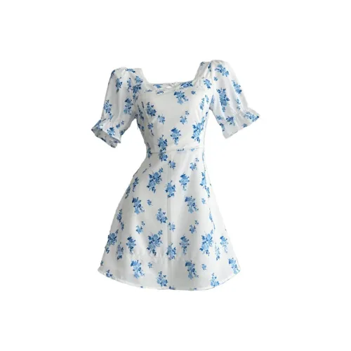 MO VOICE Короткий рукав Платье Женское Белое