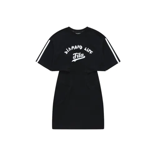 FILA FUSION INLINE Короткий рукав Платье Женское Глубокий черный