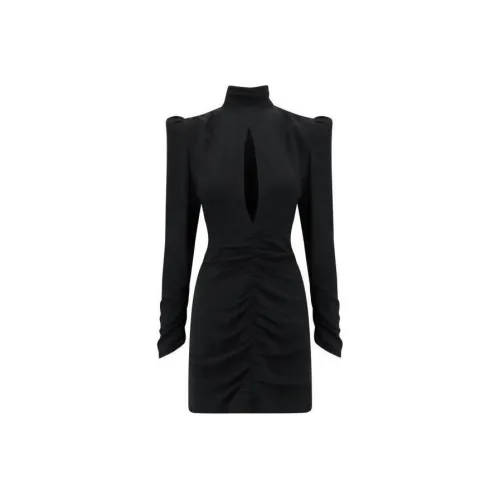 Alessandra Rich SS24 Длинное платье с длинными рукавами женское черное