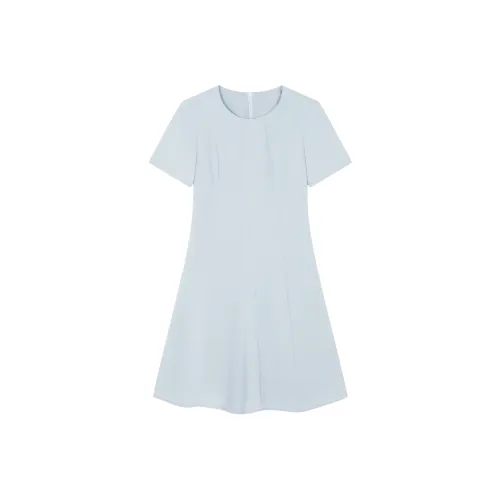 IHIMI Короткий рукав Платье Женское Туманный синий