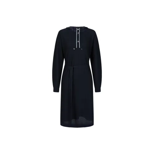 JZ. ANNAKRO Длинное платье с длинными рукавами женское темно-синий