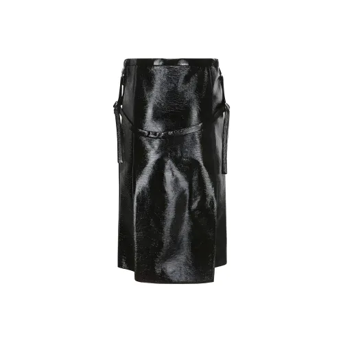 COURREGES Кожа Длинная Юбка Женская Черная