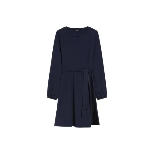 WEEKEND MaxMara Длинное платье с длинными рукавами женское морской синий