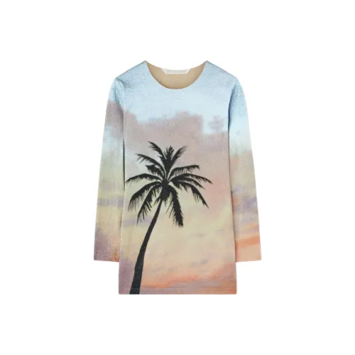 PALM ANGELS Розовые Женские Длинные Платья с Рукавами