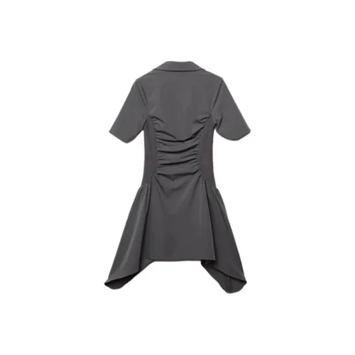YITOUAGUA Серый Женские Короткие Платья с Длинными Рукавами