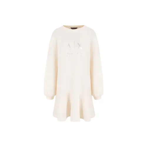 ARMANI EXCHANGEAE FW24 Длинное платье с длинными рукавами женское экрю