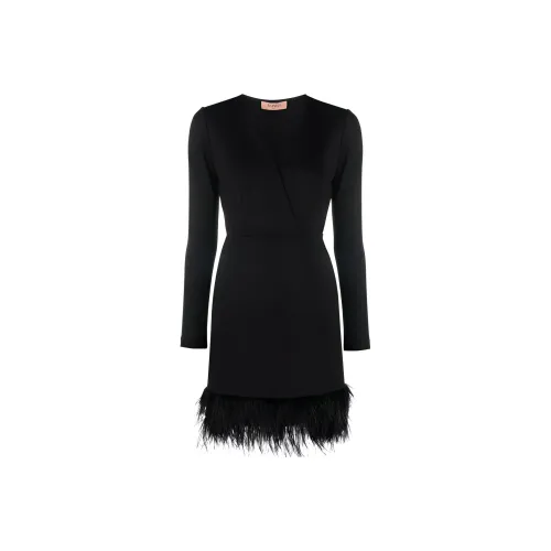 Twinset Черное Женское Длинное Платье с Рукавами