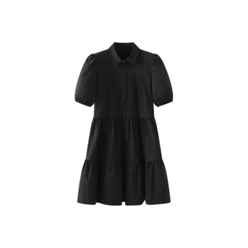 Yvetteclassic Короткий рукав Платье Женское Черное