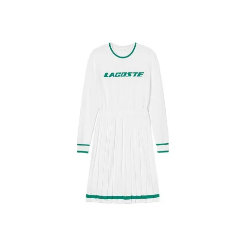 LACOSTE Белое Женское Длинное Платье с Рукавами