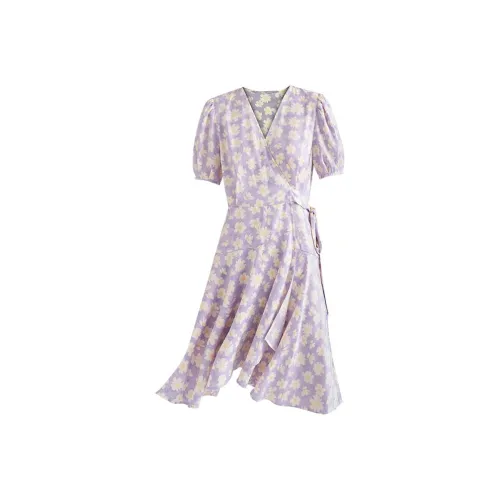 HOWL STUDIO Фиолетовые Женские Короткие Платья с Рукавами