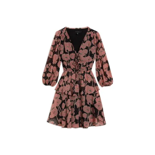 Ted Baker Черное Женское Длинное Платье с Рукавами