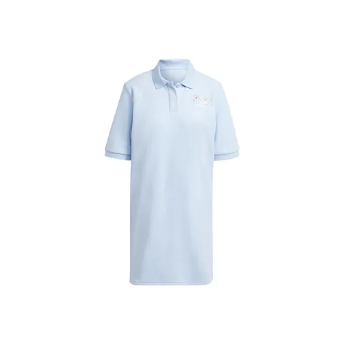 Adidas Originals Короткий рукав Платье Японская версия Женское Светло-розовое и синее