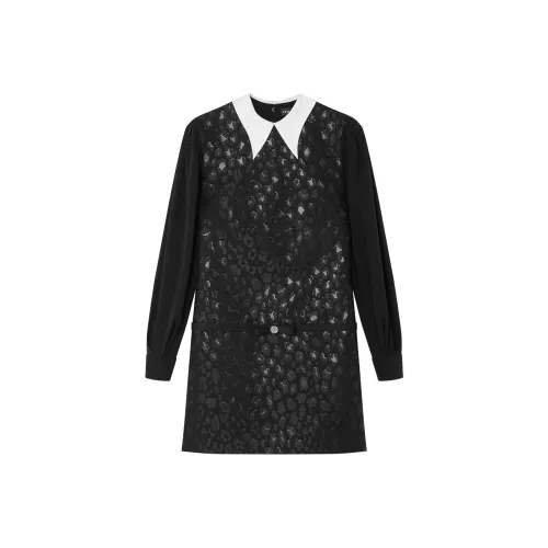 VERSACE FW24 Длинное платье с длинными рукавами женское черное