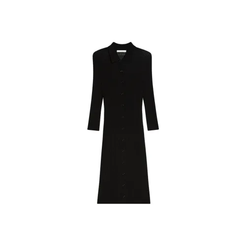 Helmut Lang SS25 Длинное Платье с Длинными Рукавами Женское Черное