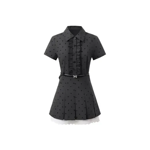 SKYA Короткий рукав Платье Женское Серое