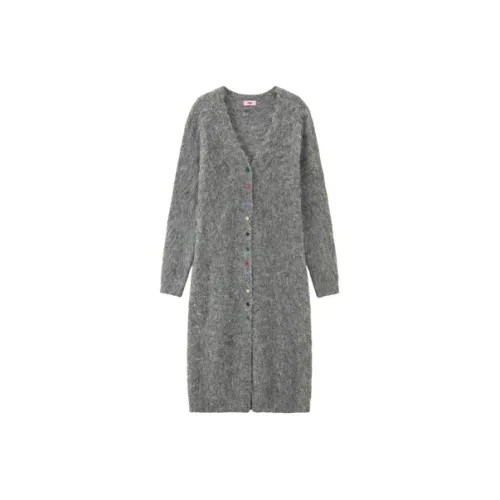 CHUU Длинное платье с длинными рукавами женское темно-серый вереск