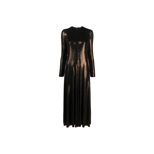 Forte Forte Металлическое черное женское платье с длинным рукавом