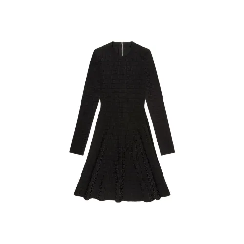 Givenchy Черное Женское Длинное Платье с Рукавами