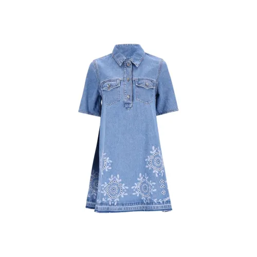 GANNI Blue Женские Короткие Платья с Рукавами